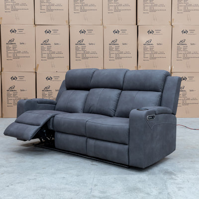 The Xanadu Three Seater Dual Motor Electric Recliner Lounge - Light Grey Rhino Suede - Available After 6th September available to purchase from Warehouse Furniture Clearance at our next sale event.