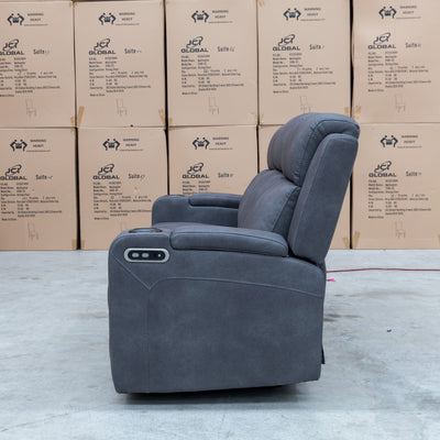 The Xanadu Three Seater Dual Motor Electric Recliner Lounge - Light Grey Rhino Suede - Available After 6th September available to purchase from Warehouse Furniture Clearance at our next sale event.