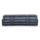 The Xanadu 4 Recliner Dual Motor Electric Theatre Lounge - Light Grey Rhino Suede available to purchase from Warehouse Furniture Clearance at our next sale event.