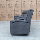 The Xanadu 4 Recliner Dual Motor Electric Theatre Lounge - Light Grey Rhino Suede available to purchase from Warehouse Furniture Clearance at our next sale event.