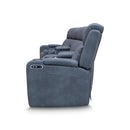 The Xanadu 4 Recliner Dual Motor Electric Theatre Lounge - Light Grey Rhino Suede available to purchase from Warehouse Furniture Clearance at our next sale event.