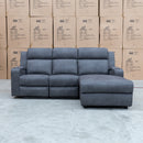 The Xanadu Dual Motor Electric Chaise Lounge - Light Grey Rhino Suede available to purchase from Warehouse Furniture Clearance at our next sale event.