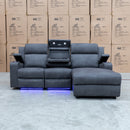 The Xanadu Dual Motor Electric Chaise Lounge - Light Grey Rhino Suede available to purchase from Warehouse Furniture Clearance at our next sale event.