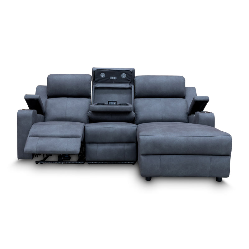 The Xanadu Dual Motor Electric Chaise Lounge - Light Grey Rhino Suede available to purchase from Warehouse Furniture Clearance at our next sale event.
