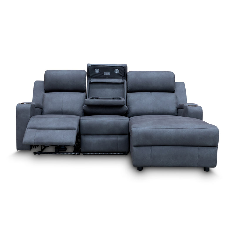 The Xanadu Dual Motor Electric Chaise Lounge - Light Grey Rhino Suede available to purchase from Warehouse Furniture Clearance at our next sale event.