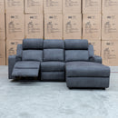 The Xanadu Dual Motor Electric Chaise Lounge - Light Grey Rhino Suede available to purchase from Warehouse Furniture Clearance at our next sale event.