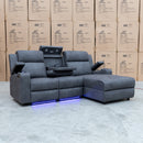 The Xanadu Dual Motor Electric Chaise Lounge - Light Grey Rhino Suede available to purchase from Warehouse Furniture Clearance at our next sale event.