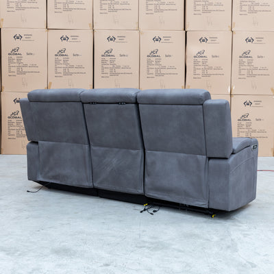 The Xanadu Dual Motor Electric Chaise Lounge - Light Grey Rhino Suede available to purchase from Warehouse Furniture Clearance at our next sale event.