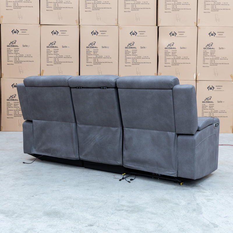 The Xanadu Dual Motor Electric Chaise Lounge - Light Grey Rhino Suede available to purchase from Warehouse Furniture Clearance at our next sale event.