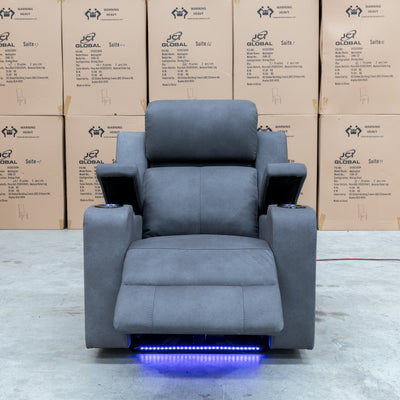 The Xanadu Single Dual Motor Dual Motor Electric Recliner - Light Grey Rhino Suede available to purchase from Warehouse Furniture Clearance at our next sale event.