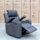 The Xanadu Single Dual Motor Dual Motor Electric Recliner - Light Grey Rhino Suede available to purchase from Warehouse Furniture Clearance at our next sale event.