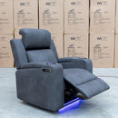 The Xanadu Single Dual Motor Dual Motor Electric Recliner - Light Grey Rhino Suede available to purchase from Warehouse Furniture Clearance at our next sale event.