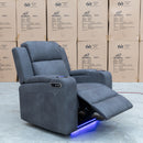 The Xanadu Single Dual Motor Dual Motor Electric Recliner - Light Grey Rhino Suede available to purchase from Warehouse Furniture Clearance at our next sale event.
