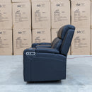 The Xanadu Two Seater Dual Motor Electric Recliner Theatre - Black Leather available to purchase from Warehouse Furniture Clearance at our next sale event.