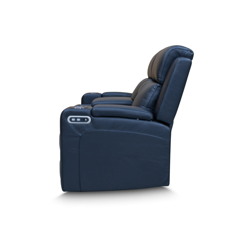 The Xanadu Two Seater Dual Motor Electric Recliner Theatre - Black Leather available to purchase from Warehouse Furniture Clearance at our next sale event.