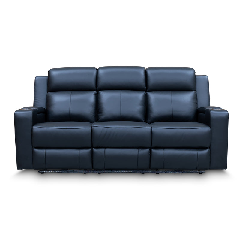 The Xanadu Three Seater Dual Motor Electric Recliner Lounge - Black Leather available to purchase from Warehouse Furniture Clearance at our next sale event.