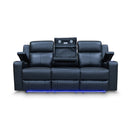 The Xanadu Three Seater Dual Motor Electric Recliner Lounge - Black Leather available to purchase from Warehouse Furniture Clearance at our next sale event.