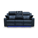 The Xanadu Three Seater Dual Motor Electric Recliner Lounge - Black Leather available to purchase from Warehouse Furniture Clearance at our next sale event.