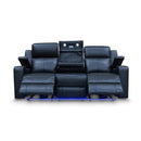 The Xanadu Three Seater Dual Motor Electric Recliner Lounge - Black Leather available to purchase from Warehouse Furniture Clearance at our next sale event.