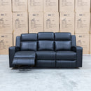 The Xanadu Three Seater Dual Motor Electric Recliner Lounge - Black Leather available to purchase from Warehouse Furniture Clearance at our next sale event.