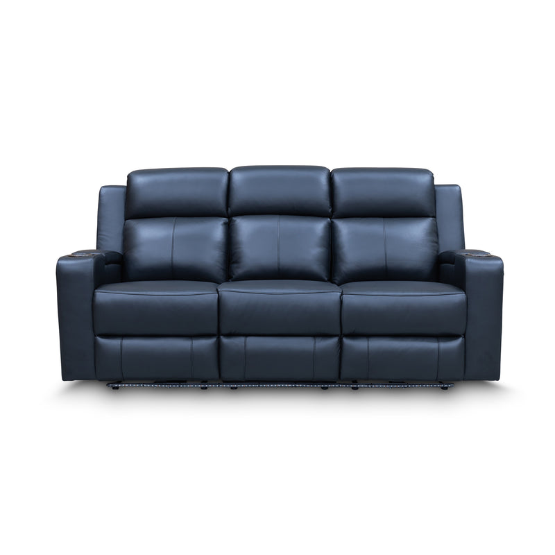 The Xanadu Three Seater Dual Motor Electric Recliner Lounge - Black Leather - Available After 6th November available to purchase from Warehouse Furniture Clearance at our next sale event.