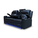 The Xanadu Three Seater Dual Motor Electric Recliner Lounge - Black Leather available to purchase from Warehouse Furniture Clearance at our next sale event.