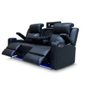 The Xanadu Three Seater Dual Motor Electric Recliner Lounge - Black Leather - Available After 6th November available to purchase from Warehouse Furniture Clearance at our next sale event.
