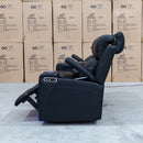 The Xanadu Three Seater Dual Motor Electric Recliner Lounge - Black Leather - Available After 6th November available to purchase from Warehouse Furniture Clearance at our next sale event.