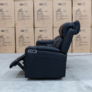 The Xanadu Three Seater Dual Motor Electric Recliner Lounge - Black Leather - Available After 6th November available to purchase from Warehouse Furniture Clearance at our next sale event.