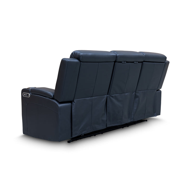 The Xanadu Three Seater Dual Motor Electric Recliner Lounge - Black Leather - Available After 6th November available to purchase from Warehouse Furniture Clearance at our next sale event.