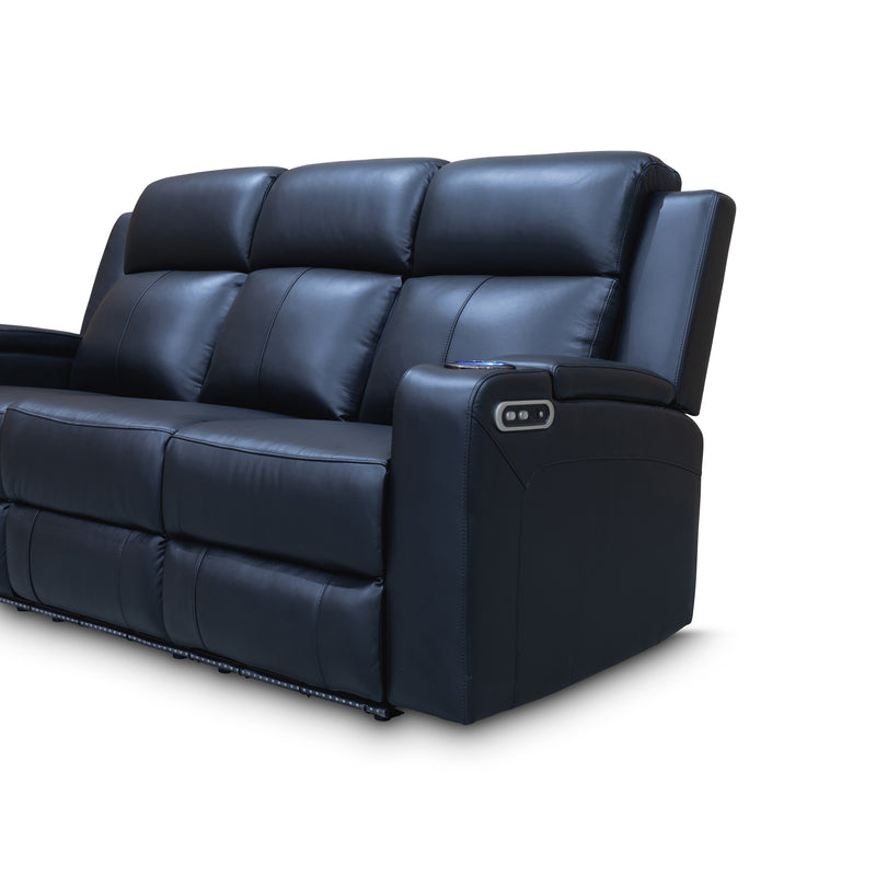 The Xanadu Three Seater Dual Motor Electric Recliner Lounge - Black Leather - Available After 6th November available to purchase from Warehouse Furniture Clearance at our next sale event.