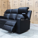 The Xanadu Three Seater Dual Motor Electric Recliner Lounge - Black Leather - Available After 6th November available to purchase from Warehouse Furniture Clearance at our next sale event.