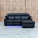 The Xanadu Dual Motor Electric Chaise Lounge - Black Leather available to purchase from Warehouse Furniture Clearance at our next sale event.