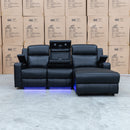 The Xanadu Dual Motor Electric Chaise Lounge - Black Leather available to purchase from Warehouse Furniture Clearance at our next sale event.