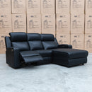 The Xanadu Dual Motor Electric Chaise Lounge - Black Leather available to purchase from Warehouse Furniture Clearance at our next sale event.