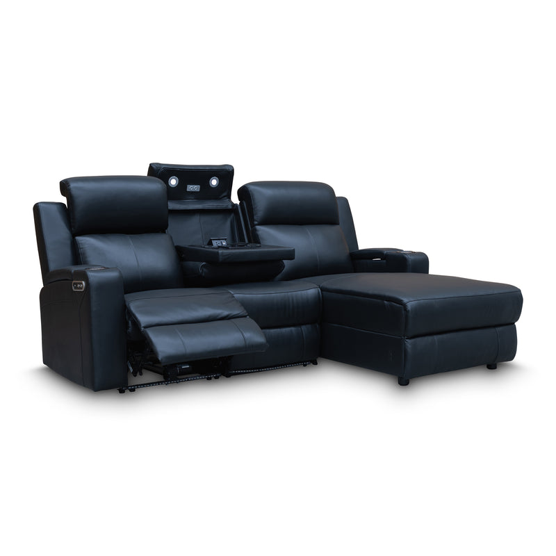 The Xanadu Dual Motor Electric Chaise Lounge - Black Leather available to purchase from Warehouse Furniture Clearance at our next sale event.