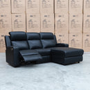 The Xanadu Dual Motor Electric Chaise Lounge - Black Leather available to purchase from Warehouse Furniture Clearance at our next sale event.