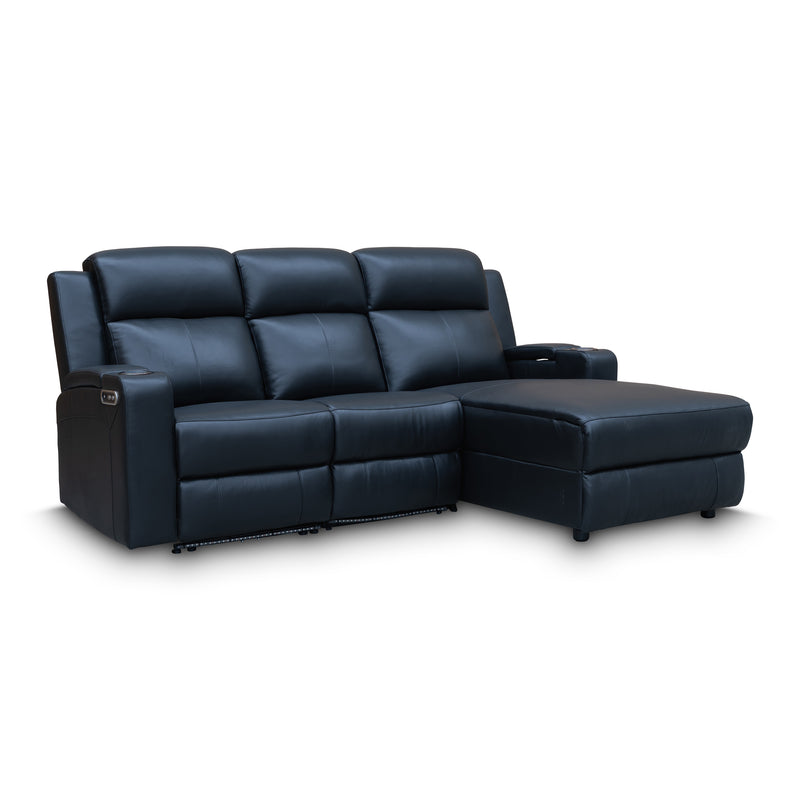 The Xanadu Dual Motor Electric Chaise Lounge - Black Leather available to purchase from Warehouse Furniture Clearance at our next sale event.