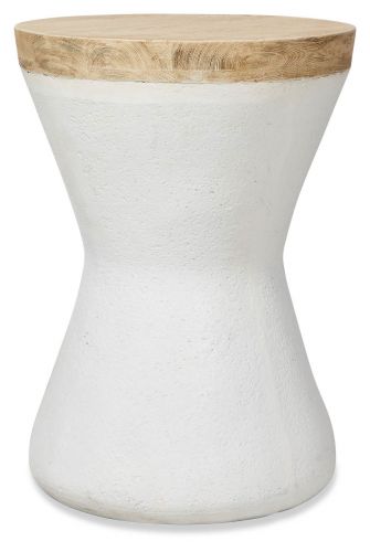 The Hampton's Indoor/Outdoor Round Magnesium Oxide (Faux Wood) SideTable - Light Oak/White - YS03 - Available In-Store Only available to purchase from Warehouse Furniture Clearance at our next sale event.