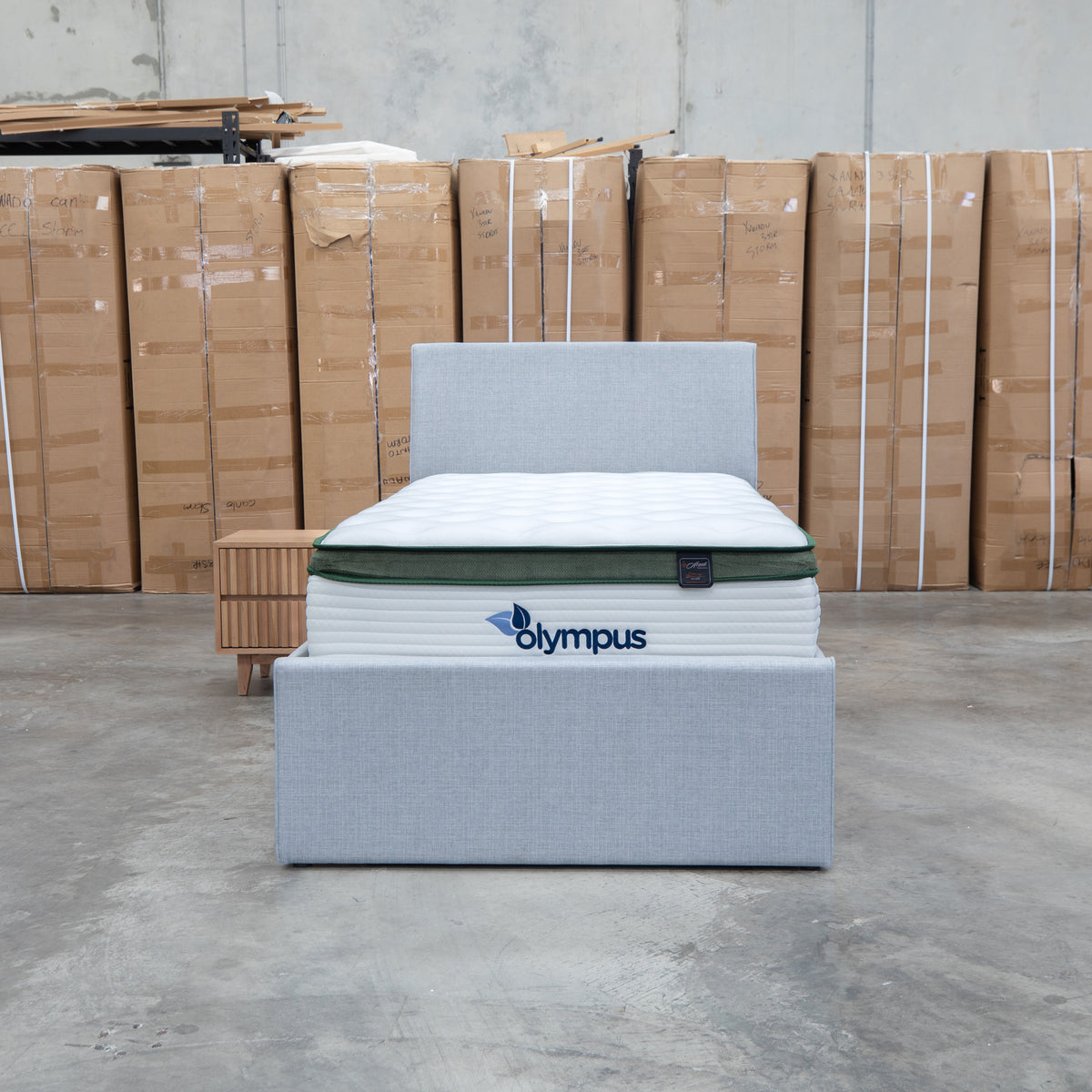 The York King Single Fabric Trundle Bed - Grey (Reversible Trundle) available to purchase from Warehouse Furniture Clearance at our next sale event.