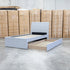 The York King Single Fabric Trundle Bed - Grey (Reversible Trundle)