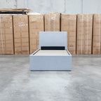 The York King Single Fabric Trundle Bed - Grey (Reversible Trundle) available to purchase from Warehouse Furniture Clearance at our next sale event.