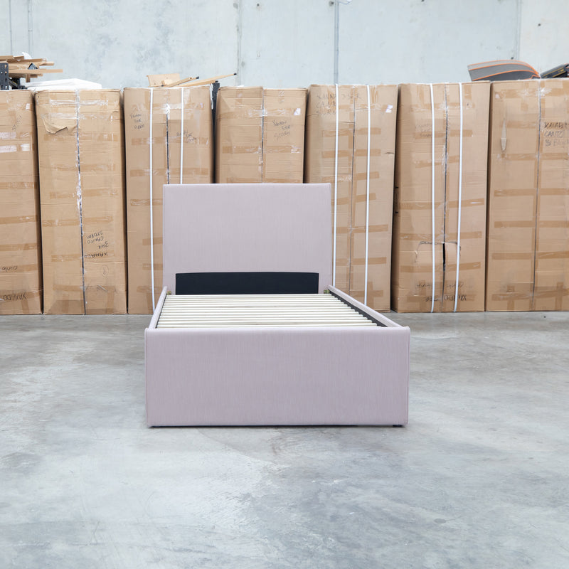 The York King Single Fabric Trundle Bed - Pink (Reversible Trundle)