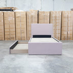 The York King Single Fabric Trundle Bed - Pink (Reversible Trundle) available to purchase from Warehouse Furniture Clearance at our next sale event.
