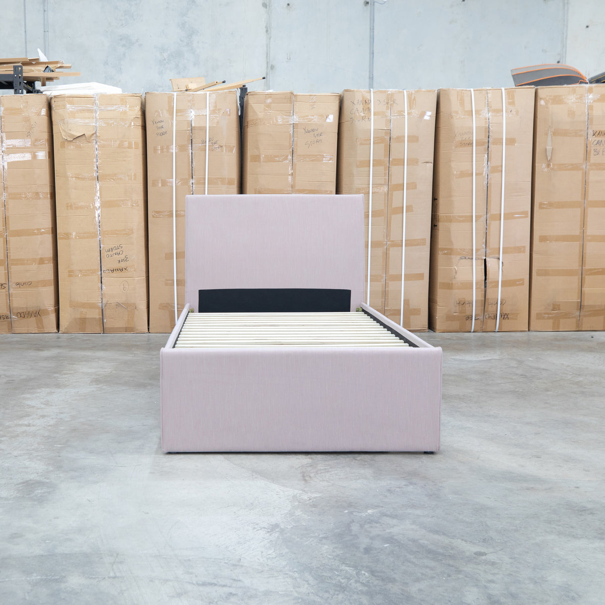 The York King Single Fabric Trundle Bed - Pink (Reversible Trundle) available to purchase from Warehouse Furniture Clearance at our next sale event.