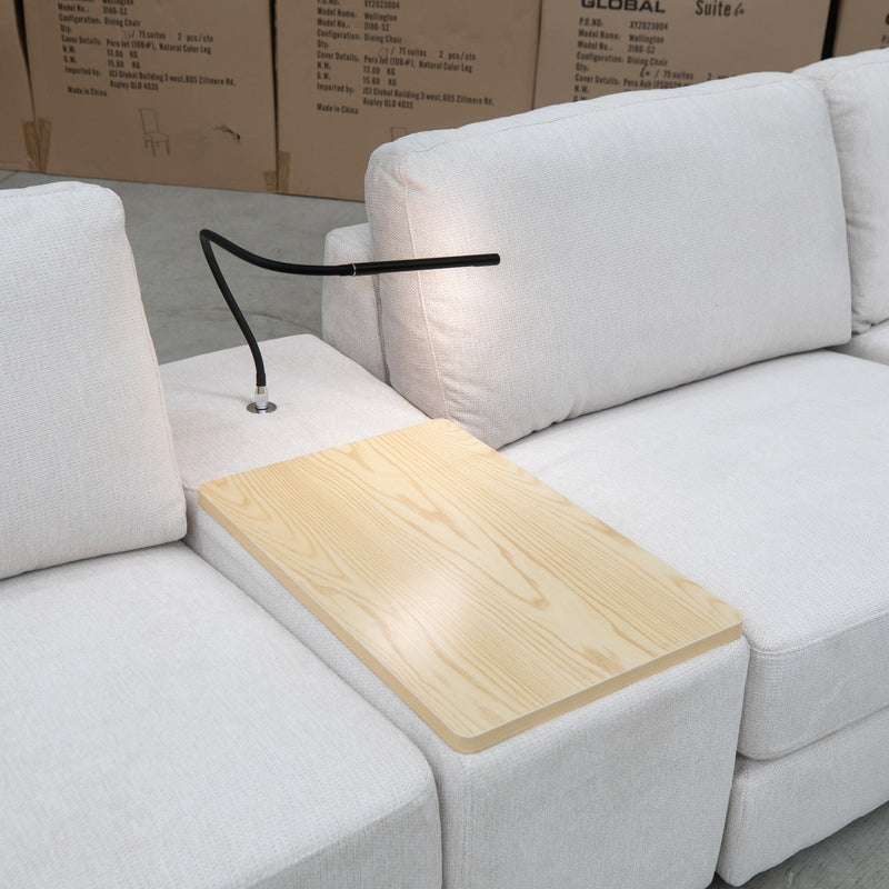 The Zenith Modular Reversible Chaise Lounge With Bookshelf - Oat White available to purchase from Warehouse Furniture Clearance at our next sale event.