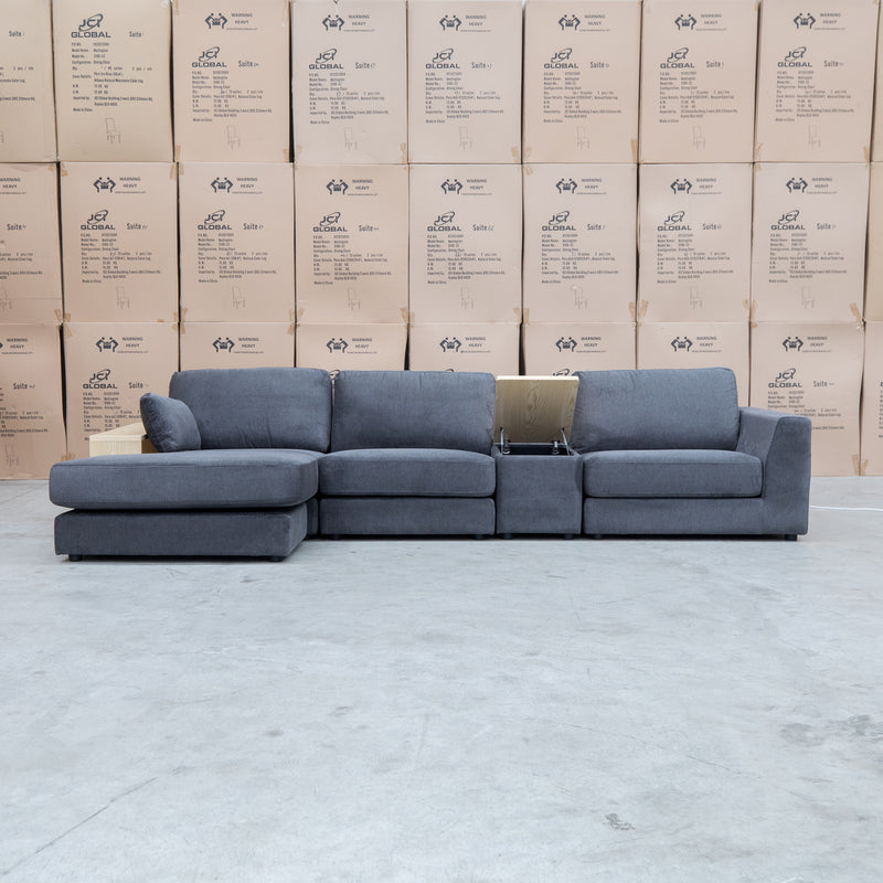 The Zenith Modular Reversible Chaise Lounge With Bookshelf - Shadow available to purchase from Warehouse Furniture Clearance at our next sale event.