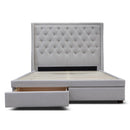 The Brighton Queen Fabric Storage Bed - Oat White available to purchase from Warehouse Furniture Clearance at our next sale event.