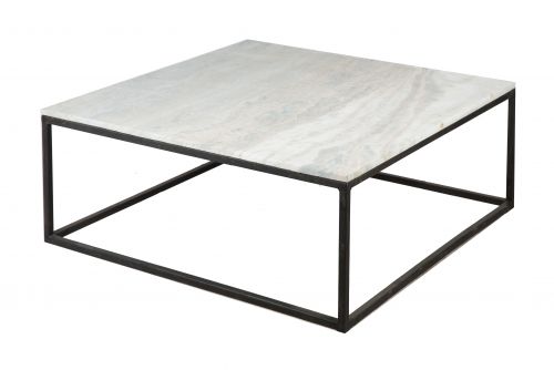 The Stone Square Coffee Table with Black Base - Natural Stone/Black - BX85 - Available In-Store Only available to purchase from Warehouse Furniture Clearance at our next sale event.