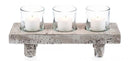 The 3Pc Glass Candle Holder on Ceramic Base - Raw Natural - CF163RN - Available In-Store Only available to purchase from Warehouse Furniture Clearance at our next sale event.